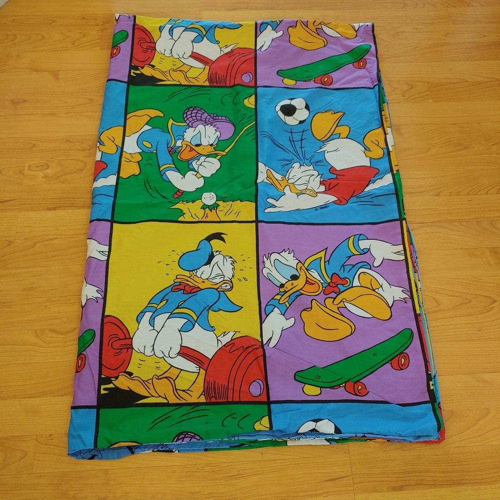 Vintage Disney Donald Duck multicolor whimsy fun Twin Duvet cover kids bedding